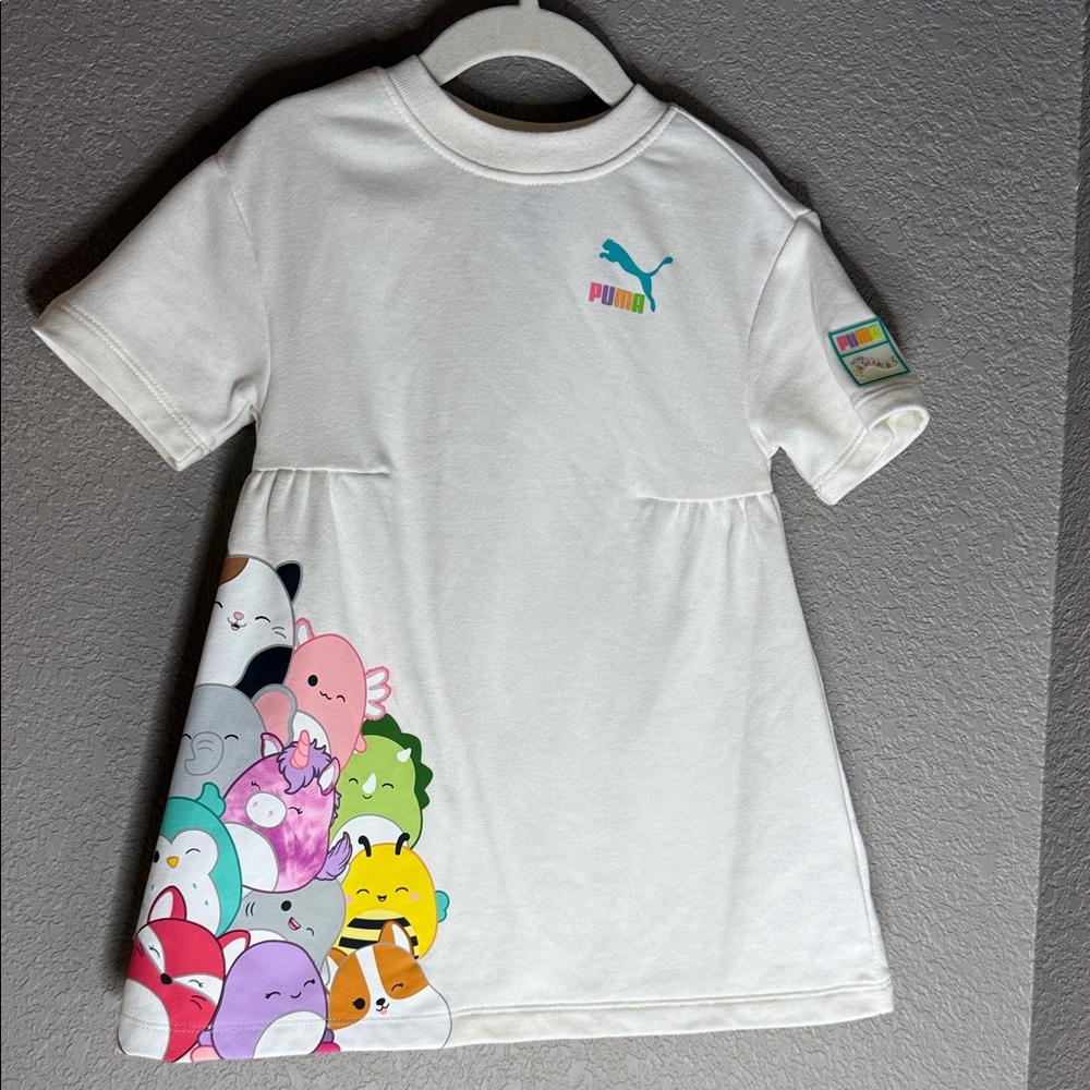 Puma White Dress with Colorful squishmallows 3T